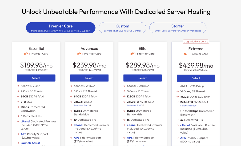 InmotionHosting Dedicated Server Plans