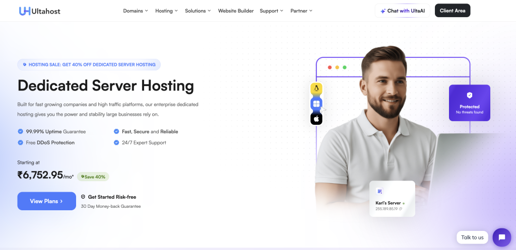 UltaHost dedicated server providers in India